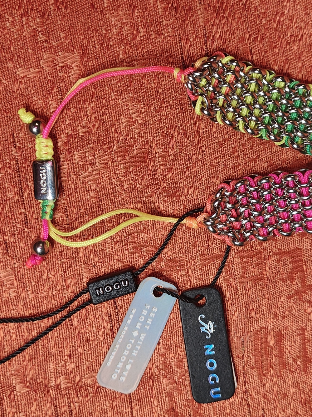 NOGU Pink & Green Chainmail Friendship Bracelet Set
